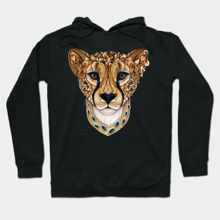 Ornate Decorative Cheetah Print on White Hoodie